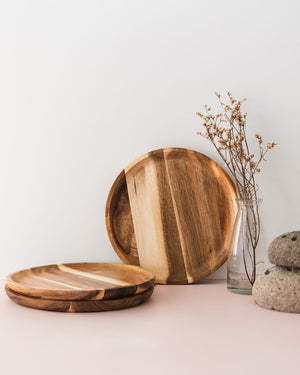 
            
                Load image into Gallery viewer, Set of 3 - Acacia Wood plates - 8 inches
            
        